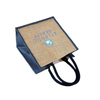 Blue Durable Jute Burlap Tote Bag