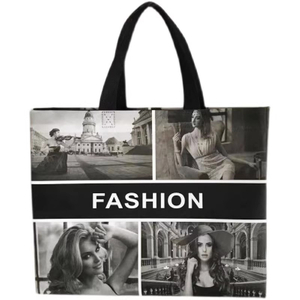 Black Retro Fashion Collage Reusable Tote Bag