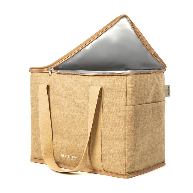 Reusable Insulated Grocery Bag with Jute Exterior