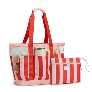 Wasserdichte, faltbare Strandtasche mit Streifenmuster