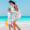 Striped Mesh Waterproof Sandproof Beach Tote Bag