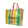 Yellow Green Vibrant Stripe PVC Woven Tote