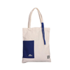 Cream Navy Canvas Tote Bag with Patch Pocket