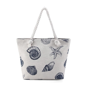 Large Seashell Canvas Beach Tote Bag