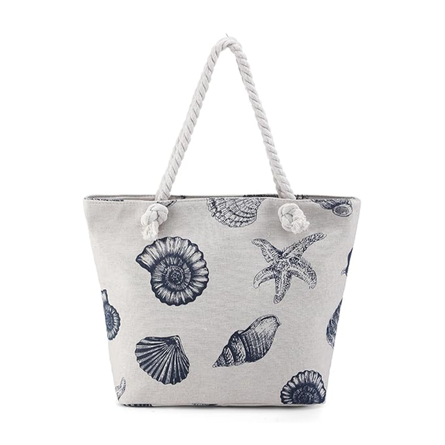 Large Seashell Canvas Beach Tote Bag