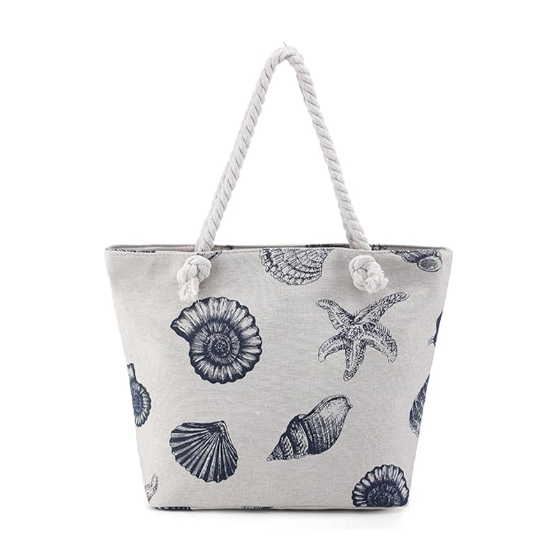 Large Seashell Canvas Beach Tote Bag