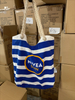 Beach Rope Handles Blue Stripe Canvas Tote Bag