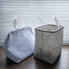 Foldable Striped Laundry Tote Waterproof Coating