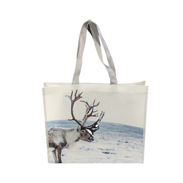 Reindeer Print Laminated Non-Woven Tote Bag