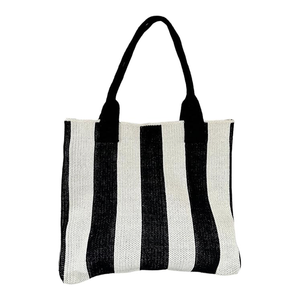 Gestreifte Colour-Block-Strick-Einkaufstasche