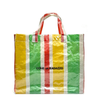 Yellow Green Vibrant Stripe PVC Woven Tote