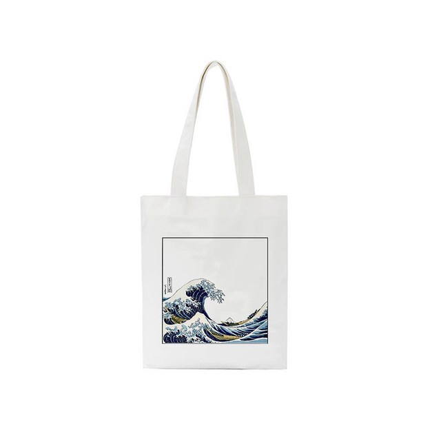 Japan Wave Print Shopper Canvas Bag