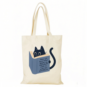 Cats and Books Series Canvas Tote Bag