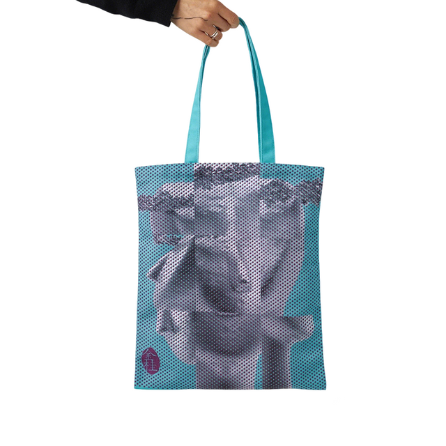Blue Wrinkle Fabric Print Vintage Tote Bag