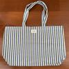 French Pattern Color Block Canvas Tote Bag Large