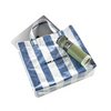 Navy Blue Stripe PVC Woven Tote