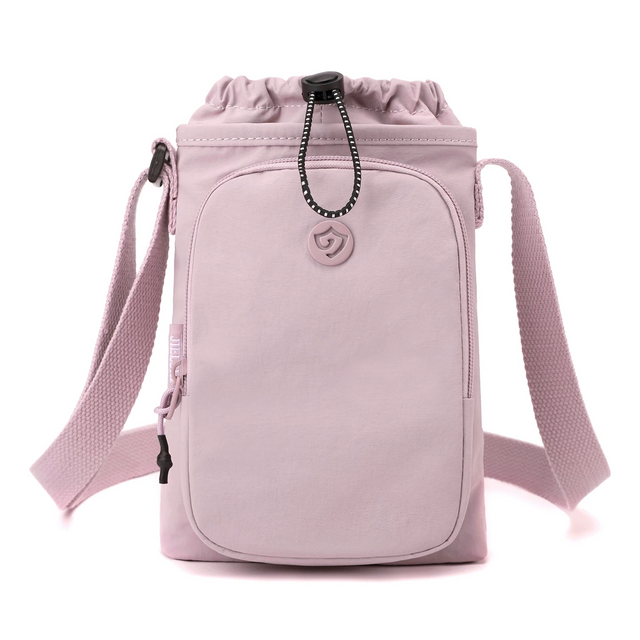 Lightweight Nylon Crossbody Bag with Drawstring and Zipper Closure
