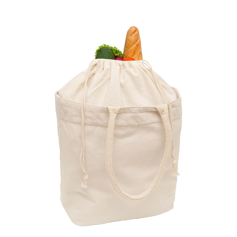 Large Organic Cotton Tote Bag with Drawstring Closure
