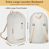 Canvas Laundry Backpack with Drawstring Closure