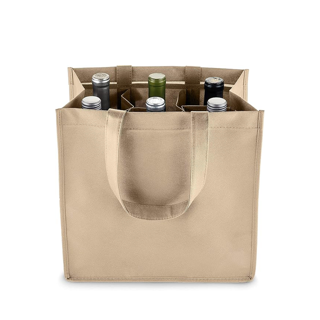6 Bottle Wine Tote Bag with Built-in Dividers