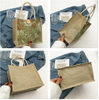 Embroidered Jute Women's Tote Bag with Button