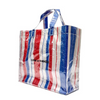 Red Blue Stripe Woven PVC Tote Bag