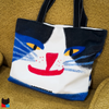 Color Block Cat Face Zipper Tote