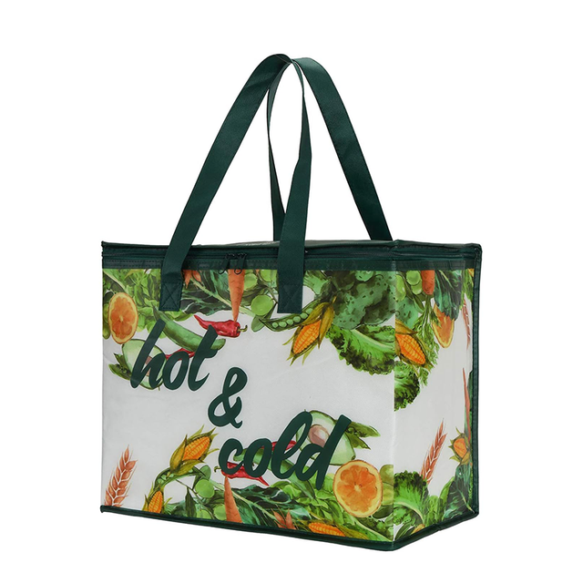 Zusammenklappbare, isolierte Einkaufstasche im XL-Format mit Rei&szlig;verschluss oben