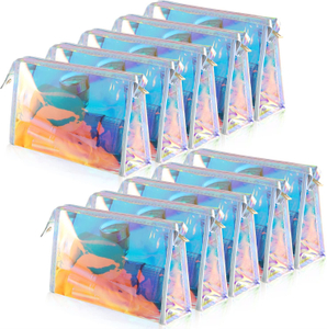 Holographic Iridescent Clear PVC Makeup Bag with Zipper