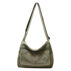 Vintage Washed Canvas Crossbody Messenger Bag