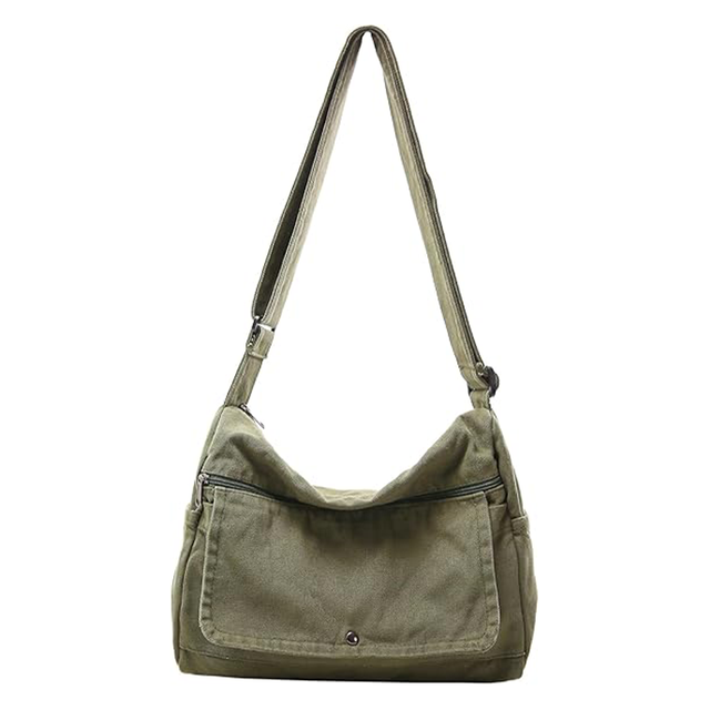 Vintage Washed Canvas Crossbody Messenger Bag