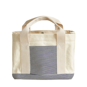 striped Cotton Canvas Lunch Handbag