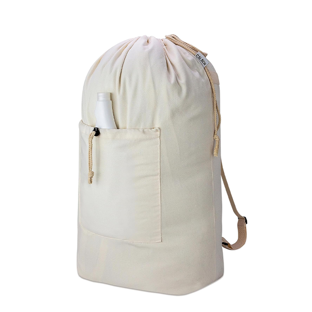 Canvas Laundry Backpack with Drawstring Closure