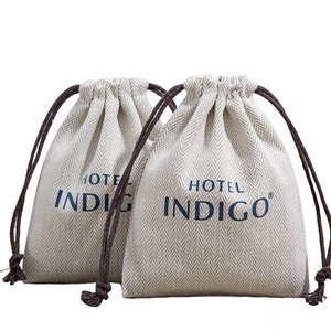 Custom Logo Herringbone Cotton Drawstring Storage Bag