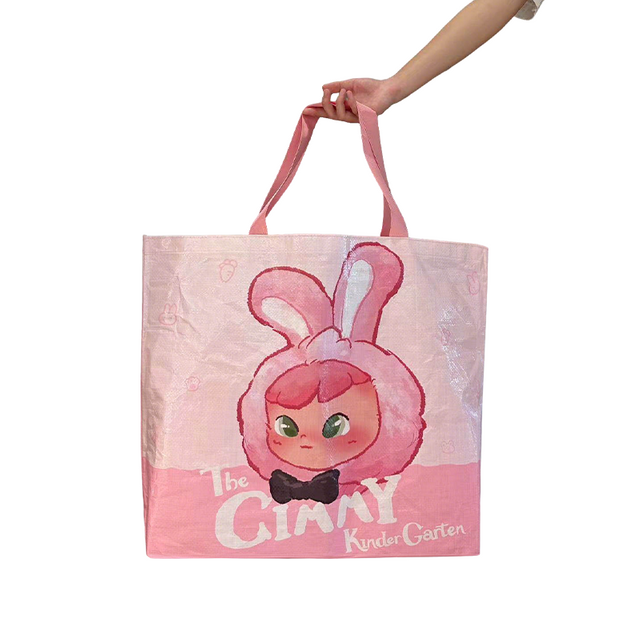 Cartoon IP Laminated Pink Shopping Tote