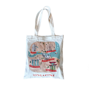 Singapore Cityscape Cultural Creative Canvas Tote Bag
