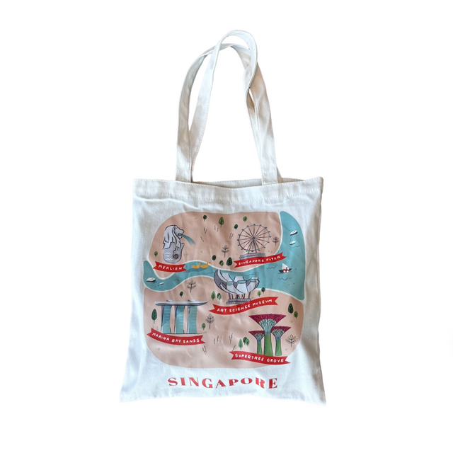 Singapore Cityscape Cultural Creative Canvas Tote Bag