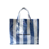 Navy Blue Stripe PVC Woven Tote