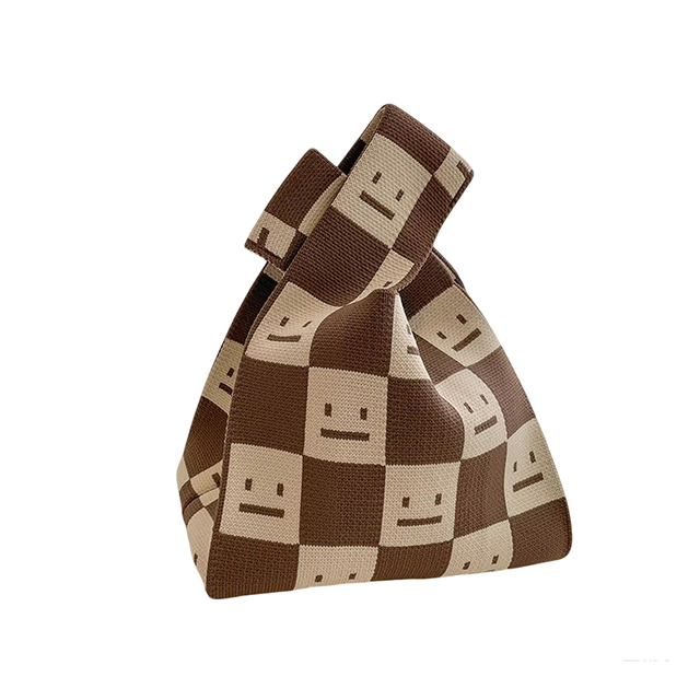 Grid Wristlet Aesthetic Knitted Handbag