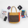 Retro Color Block Patchwork Nylon Tote Bag