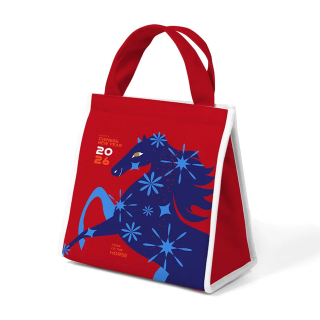 Red Horse Print Insulated Gift and Lunch Tote Bag