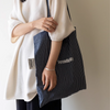 Navy Gingham Canvas Tote Bag Commuter