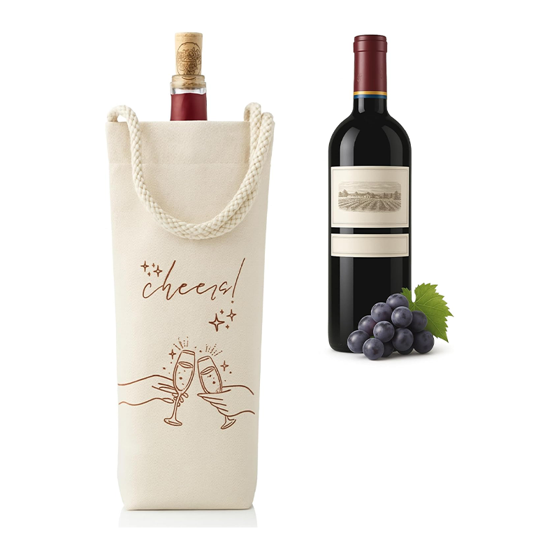 Rope Handle Reusable Cotton Wine Bag