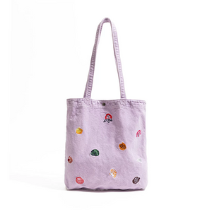 Ocean Shell Embroidery Denim Canvas Tote Bag