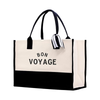 French Style Color Block Chic Canvas Tote Bag