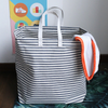 Foldable Striped Laundry Tote Waterproof Coating