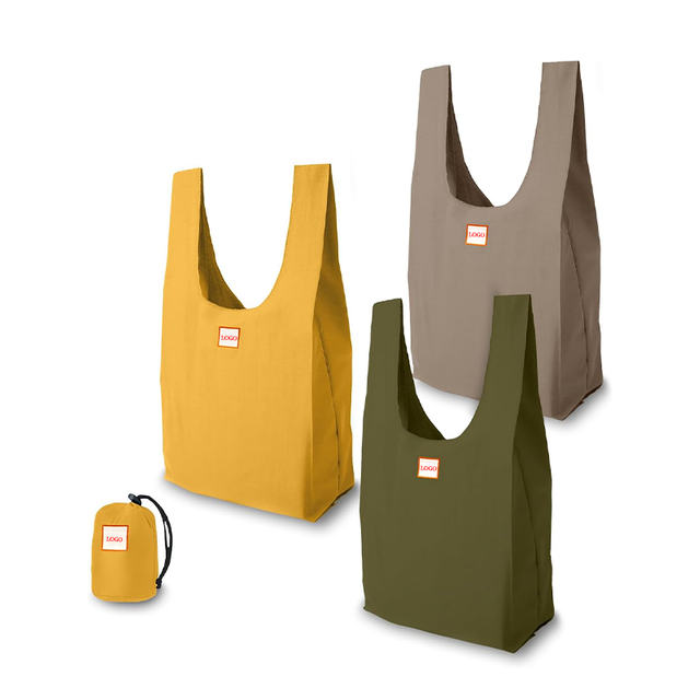 Faltbares, wiederverwendbares Einkaufstaschen-Set mit Getr&auml;nkehalter-Beutel