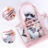 Pink Transparent Zipper Tote Bag