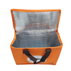 Orange Aluminum Foil Thermal Tote with Brown Handles