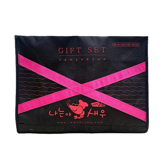 Black Nonwoven Bag with Magenta Cross Handle